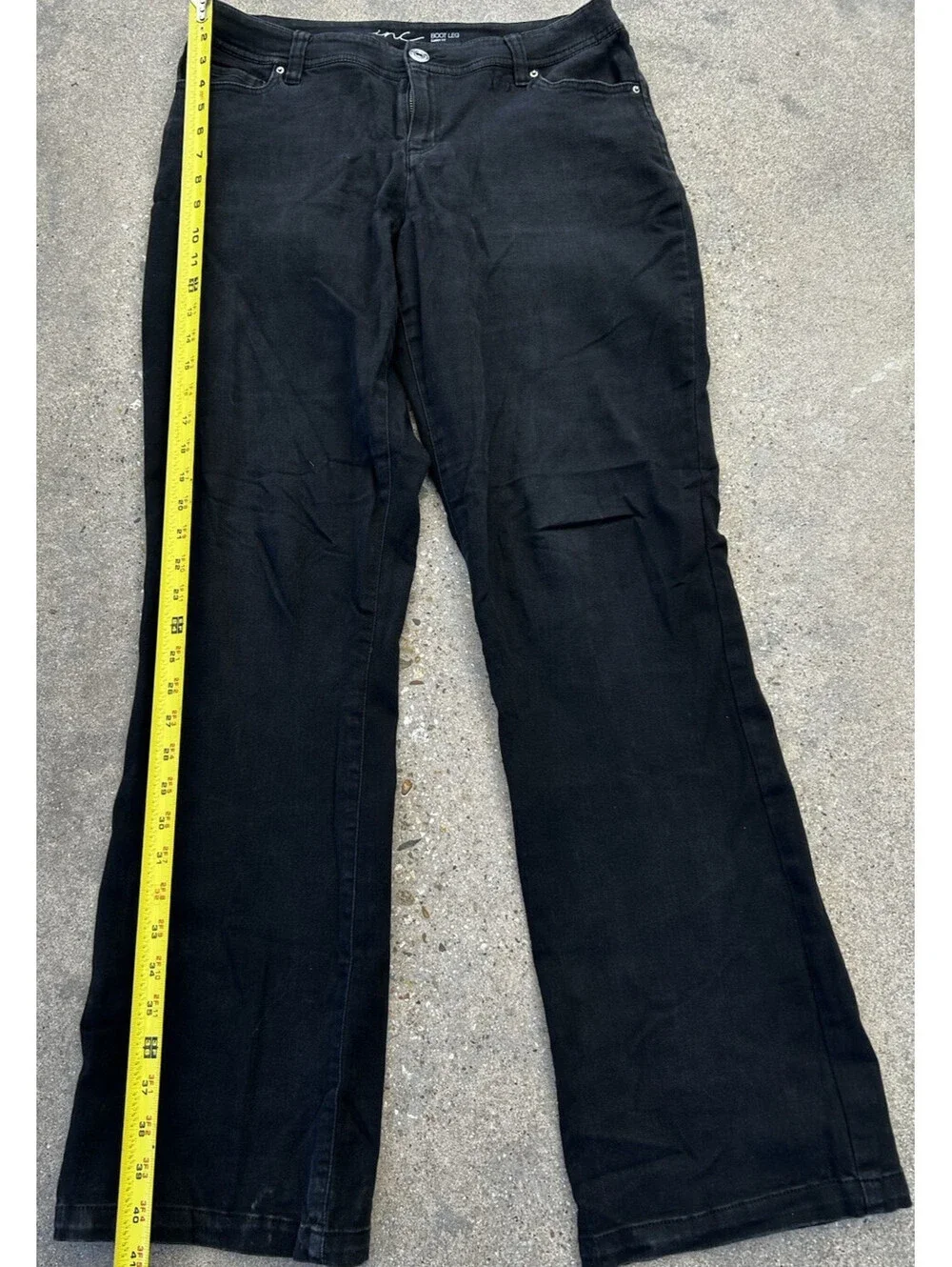 INC Regular Fit Boot Leg curvy Black Denim Jeans Women's 8 Silver Tag
